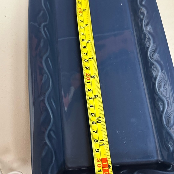 Vintage wrought iron stand holder with Appetizer Tray in cobalt blue - Picture 8 of 17